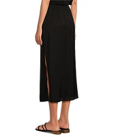 Cloth & Stone Woven High Rise Side Slit A-Line Midi Skirt