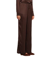 Cloth & Stone Woven Plisse High Rise Tie Waist Flat Front Wide Leg Pants