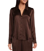 Cloth & Stone Woven Plisse Point Collar Long Sleeve Shirttail Button Front Shirt