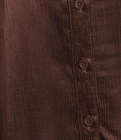 Cloth & Stone Woven Plisse Point Collar Long Sleeve Shirttail Button Front Shirt