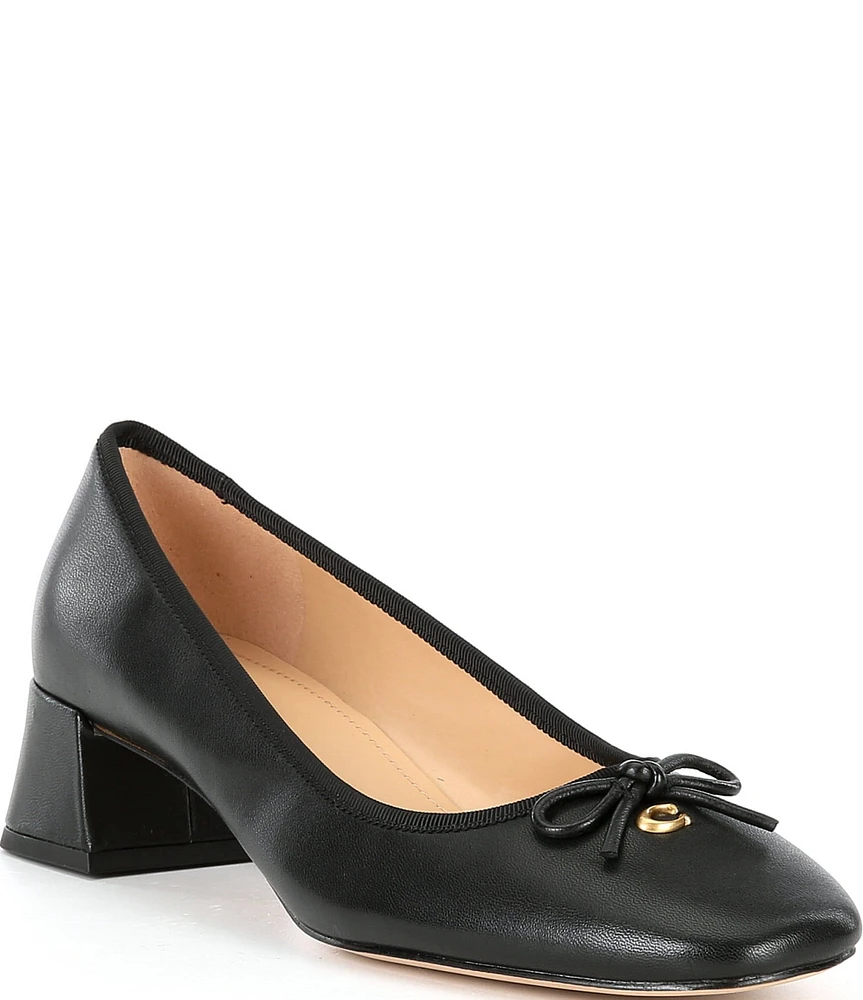 COACH Ava Leather Ballet Bow Pumps