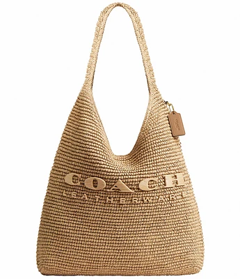 COACH Brooklyn 39 Straw Shoulder Hobo Bag