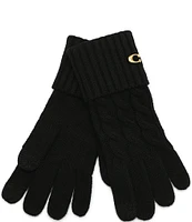 COACH Cable Knit Traditional Five Finger Gloves