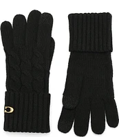 COACH Cable Knit Traditional Five Finger Gloves