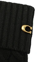 COACH Cable Knit Traditional Five Finger Gloves