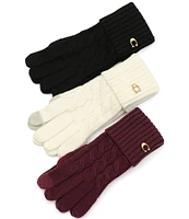 COACH Cable Knit Traditional Five Finger Gloves