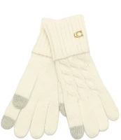 COACH Cable Knit Traditional Five Finger Gloves