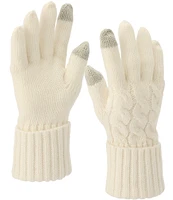 COACH Cable Knit Traditional Five Finger Gloves