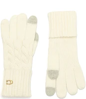 COACH Cable Knit Traditional Five Finger Gloves