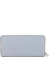 COACH Calf Leather Slim Silver Tone Accordion Zip Wallet