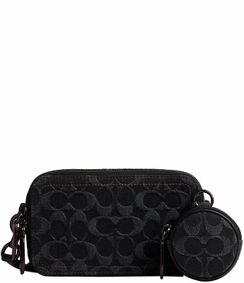 COACH Charter Slim Signature Canvas Black Denim Crossbody Bag