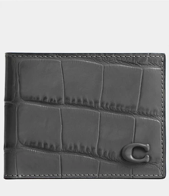 COACH Crocodile-Embossed Slim Leather Billfold Wallet