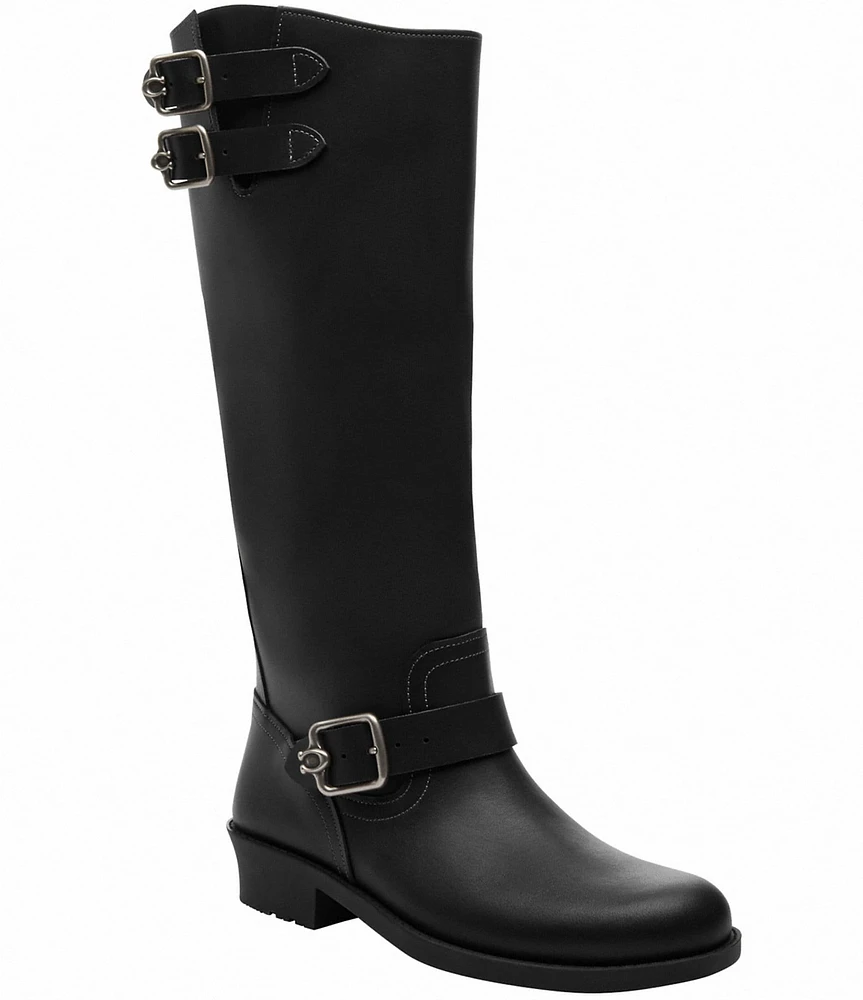 COACH Daria Tall Leather Moto Boots