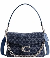 COACH Tabby Denim Logo Chain Shoulder Bag