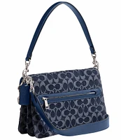 COACH Tabby Denim Logo Chain Shoulder Bag