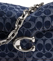 COACH Tabby Denim Logo Chain Shoulder Bag