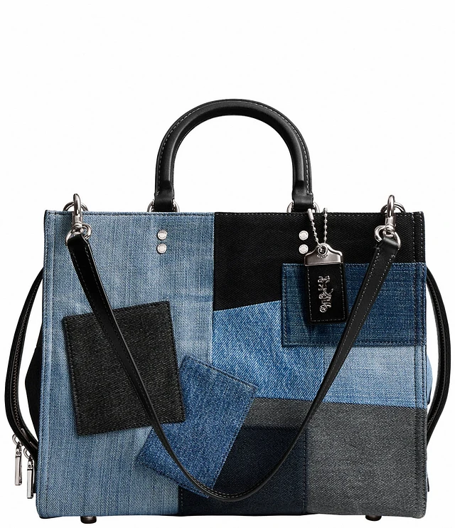 Leather Handbags Coach Denim Purse Coach Denim Colorblock Barrel