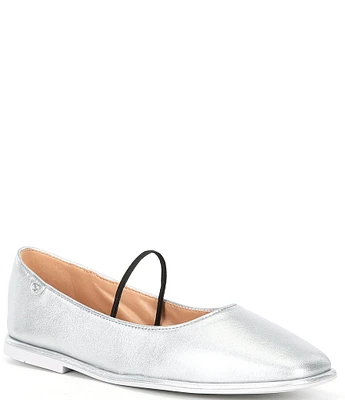 COACH Emilia Metallic Leather Square Toe Mary Jane Flats