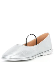 COACH Emilia Metallic Leather Square Toe Mary Jane Flats