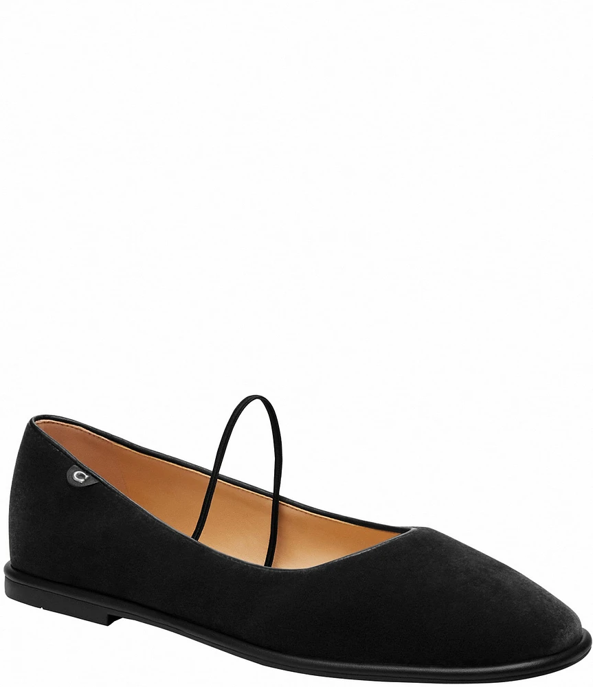 COACH Emilia Velvet Square Toe Mary Jane Flats