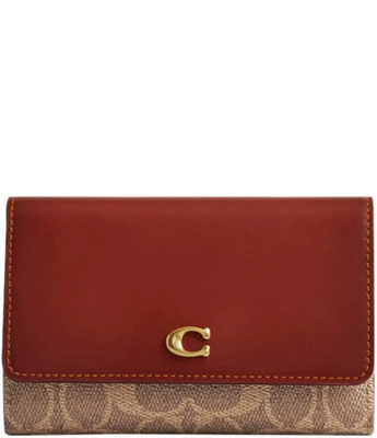 COACH Essential Medium Signature Canvas Flap Wallet