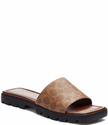 COACH Florence Signature Coated Canvas Slide Sandals