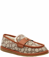 COACH Forest Signature Jacquard Faux Shearling Slippers