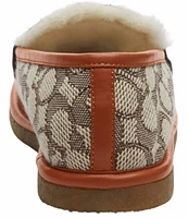 COACH Forest Signature Jacquard Faux Shearling Slippers