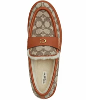 COACH Forest Signature Jacquard Faux Shearling Slippers