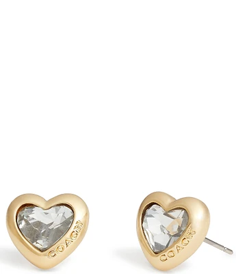 COACH Crystal Heart Stud Earrings