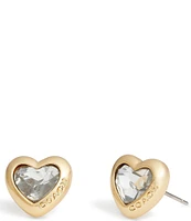 COACH Crystal Heart Stud Earrings