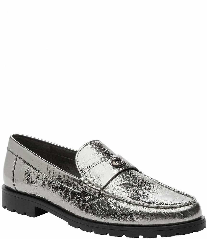 COACH Jocelyn Crinkle Metallic Leather Loafers