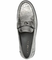 COACH Jocelyn Crinkle Metallic Leather Loafers