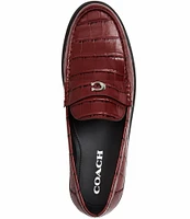 COACH Jocelyn Crocodile Embossed Leather Loafers