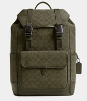 COACH League Signature Canvas Jacquard Flap Backpack