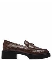 COACH Leah Crocodile Embossed Leather Chunky Loafers