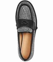 COACH Leah Crystal Embellished Leather Lug Sole Block Heel Loafers