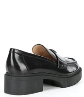 COACH Leah Leather Lug Sole Block Heel Platform Loafers