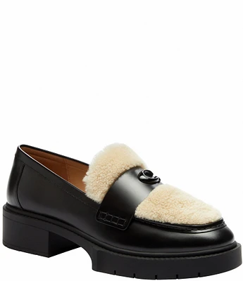 COACH Leah Leather Shearling Loafers