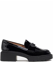 COACH Leah Patent Leather Lug Sole Block Heel Loafers