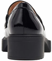 COACH Leah Patent Leather Lug Sole Block Heel Loafers