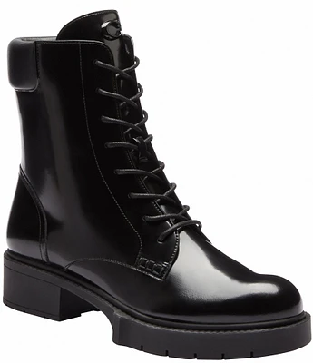 COACH Leighton Patent Leather Combat Booties