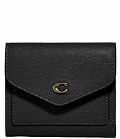 COACH Logo Closure Cross-Grained Leather Gold Tone Wyn Small Wallet