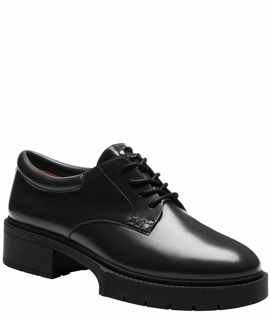 COACH Lyla Derby Leather Platform Oxfords