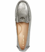 COACH Marley Metallic Leather Logo Slip-On Driver Loafers