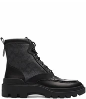 COACH Men's Connor Coated Canvas Leather Lace Up Boots