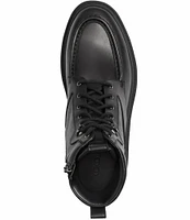 COACH Men's Connor Coated Canvas Leather Lace Up Boots