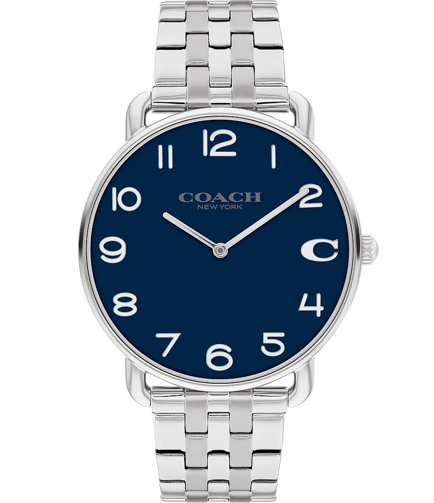 COACH Men's Navy Blue Dial Elliot Quartz Analog Stainless Steel Bracelet Watch