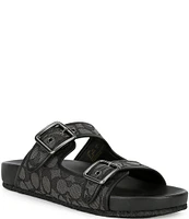 COACH Men's Signature Leather Buckle Sandals