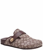 COACH Men's Signature Logo Jacquard and Leather Clogs